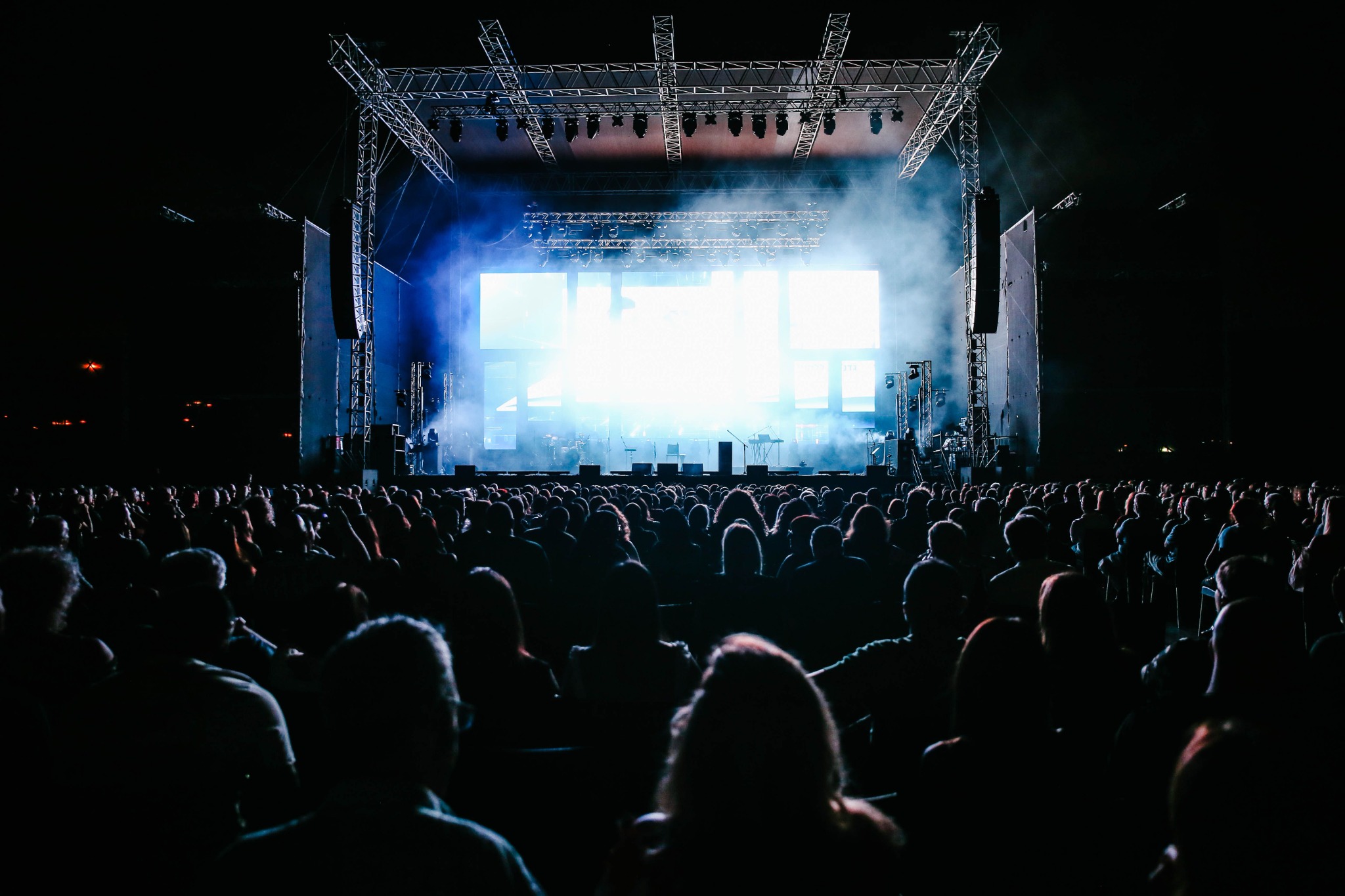 Live concert stage and audience