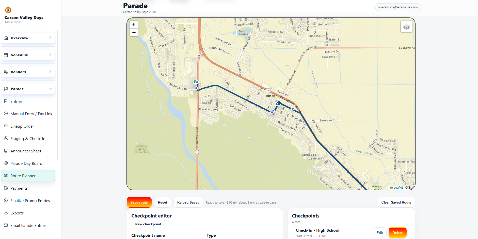 Route map screenshot from FestAxis